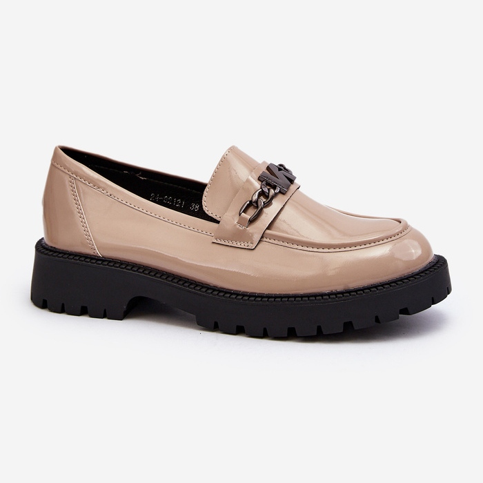 Vinceza Mocasines de Mujer en Piel Charol con Tacón Plano, Beige Ezoma 1 Vinceza Mocasines de Mujer en Piel Charol con Tacón Plano, Beige Ezoma 1