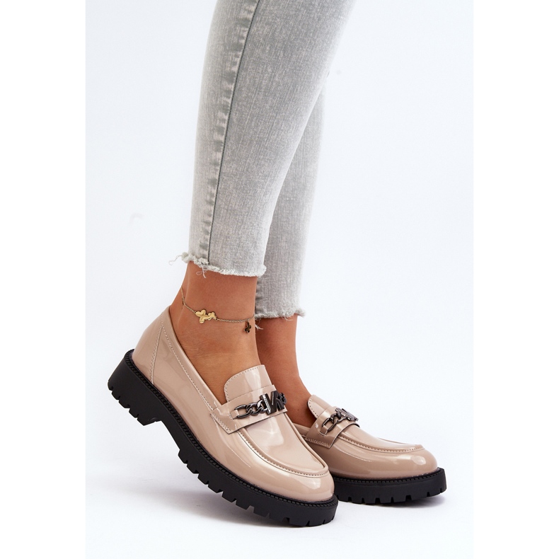 Vinceza Mocasines de Mujer en Piel Charol con Tacón Plano, Beige Ezoma 2 Vinceza Mocasines de Mujer en Piel Charol con Tacón Plano, Beige Ezoma 2