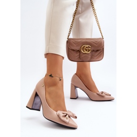 Vinceza Salón de tacón con lazo, Beige Ariemessa 3