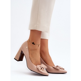 Vinceza Salón de tacón con lazo, Beige Ariemessa 2