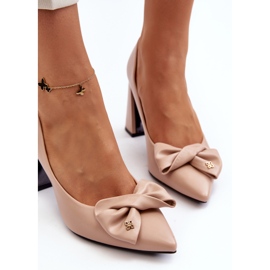 Vinceza Salón de tacón con lazo, Beige Ariemessa 7