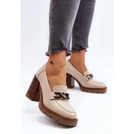 Vinceza Zapatos de salón con tacón enorme y adorno, beige Oradna 4