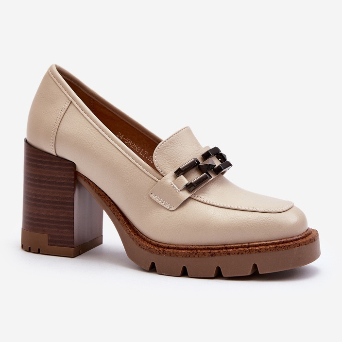 Vinceza Zapatos de salón con tacón enorme y adorno, beige Oradna 1