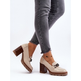 Vinceza Zapatos de salón con tacón enorme y adorno, beige Oradna 5