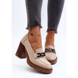 Vinceza Zapatos de salón con tacón enorme y adorno, beige Oradna 6