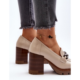 Vinceza Zapatos de salón con tacón enorme y adorno, beige Oradna 7