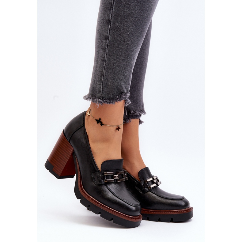 Vinceza Zapatos de salón con tacón enorme y decoración, Black Oradna negro 2