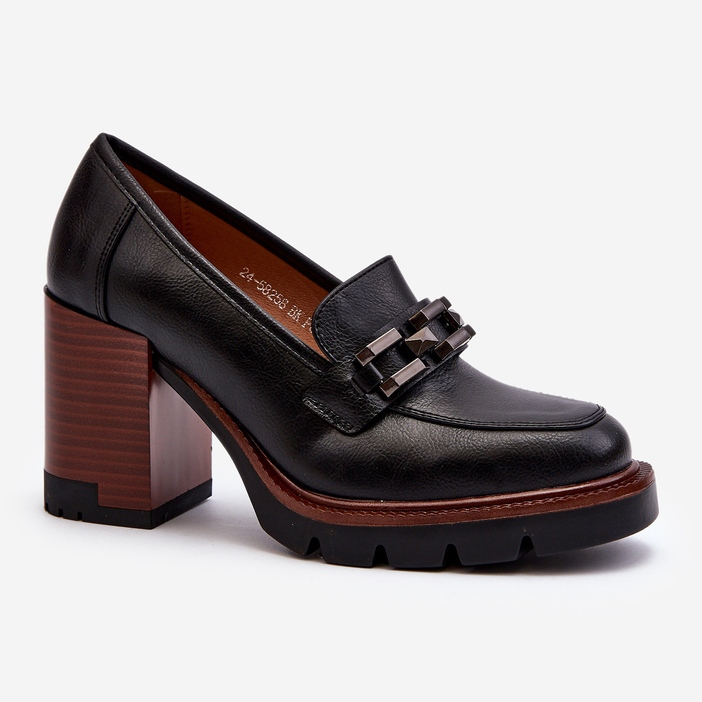 Vinceza Zapatos de salón con tacón enorme y decoración, Black Oradna negro 1