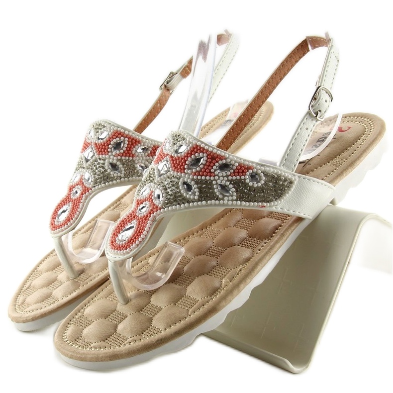 Chanclas con perlas G144 White blanco 2