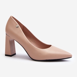Vinceza Salón Tacón Alto Piel Ecológica Beige Giseleni 1