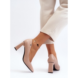Vinceza Salón Tacón Alto Piel Ecológica Beige Giseleni 5