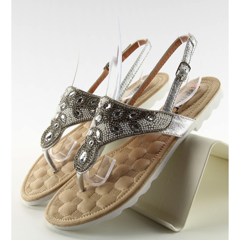 Chanclas con cuentas de plata G144 gris 1 Chanclas con cuentas de plata G144 gris 1