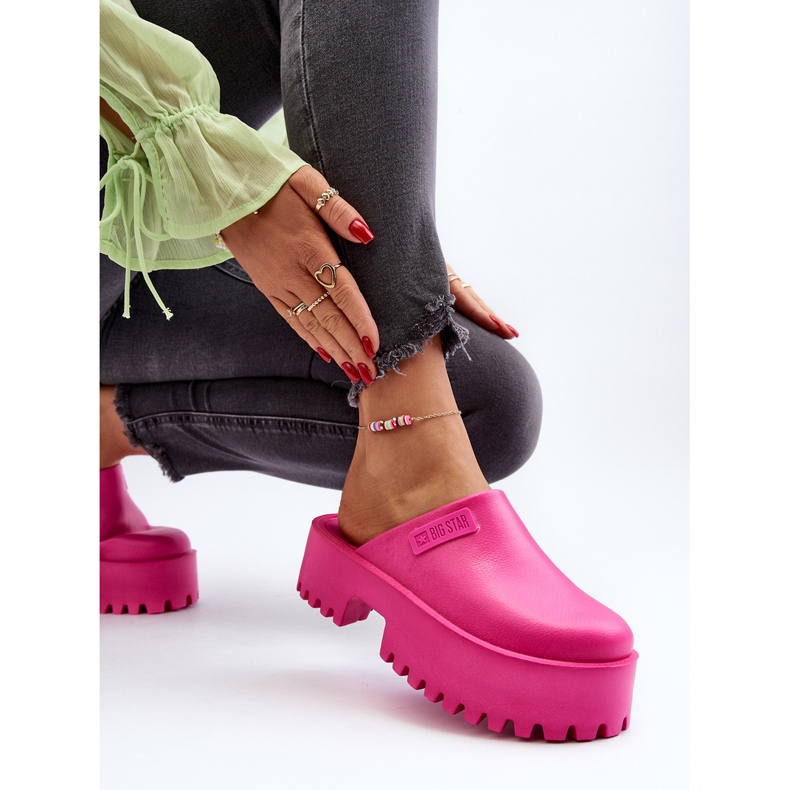 Chanclas de mujer con suela maciza Big Star NN274019 Fucsia rosado 1