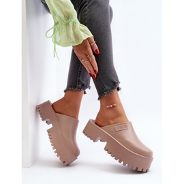 Chanclas de mujer con suela maciza Big Star NN274016 Beige 2