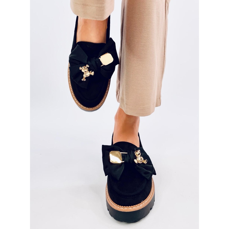 Mocasines Pennsy Black con osito decorativo negro 1