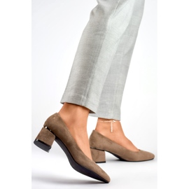 Zapatos de tacón de ante con tacón bajo, zapatos de salón marrones con tacón bajo marrón 2 Zapatos de tacón de ante con tacón bajo, zapatos de salón marrones con tacón bajo marrón 2