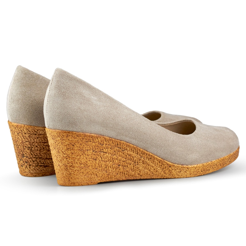 Zapatos de cuña cómodos de ante, zapatos de cuña para mujer. beige 1