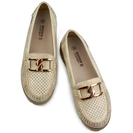 Mocasines calados de mujer cómodos y elegantes, zapatos calados dorados beige 1 Mocasines calados de mujer cómodos y elegantes, zapatos calados dorados beige 1