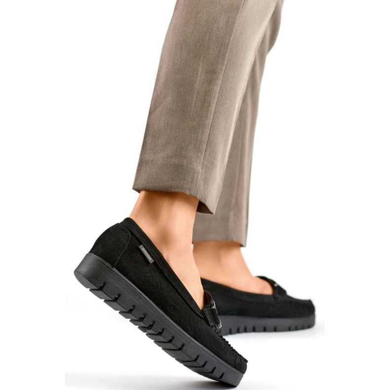 Mocasines negros de mujer con suela cómoda 2