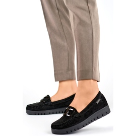 Mocasines negros de mujer con suela cómoda 4
