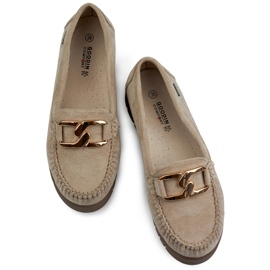 Mocasines de mujer beige oscuro con suela cómoda. 1 Mocasines de mujer beige oscuro con suela cómoda. 1