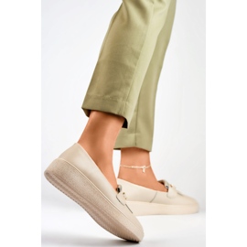 Zapatos mujer piel beige 3