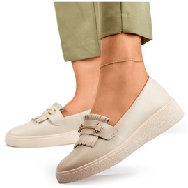 Zapatos mujer piel beige 2