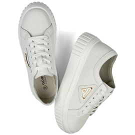 Zapatillas deportivas de mujer blancas fabricadas en piel natural, zapatillas deportivas de piel para mujer. blanco 1