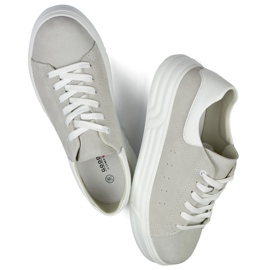 Zapatos de mujer de piel con suela plana, gris. 1 Zapatos de mujer de piel con suela plana, gris. 1