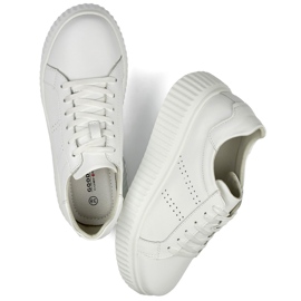 Zapatillas deportivas de mujer blancas fabricadas en piel natural, zapatos de piel para mujer. blanco 1