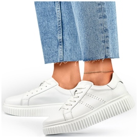 Zapatillas deportivas de mujer blancas fabricadas en piel natural, zapatos de piel para mujer. blanco 3