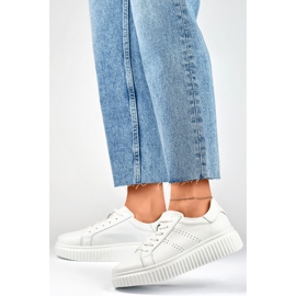 Zapatillas deportivas de mujer blancas fabricadas en piel natural, zapatos de piel para mujer. blanco 4
