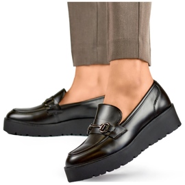 Zapatos de mujer negros con cuña baja, zapatos de mujer con plataforma, negro 2