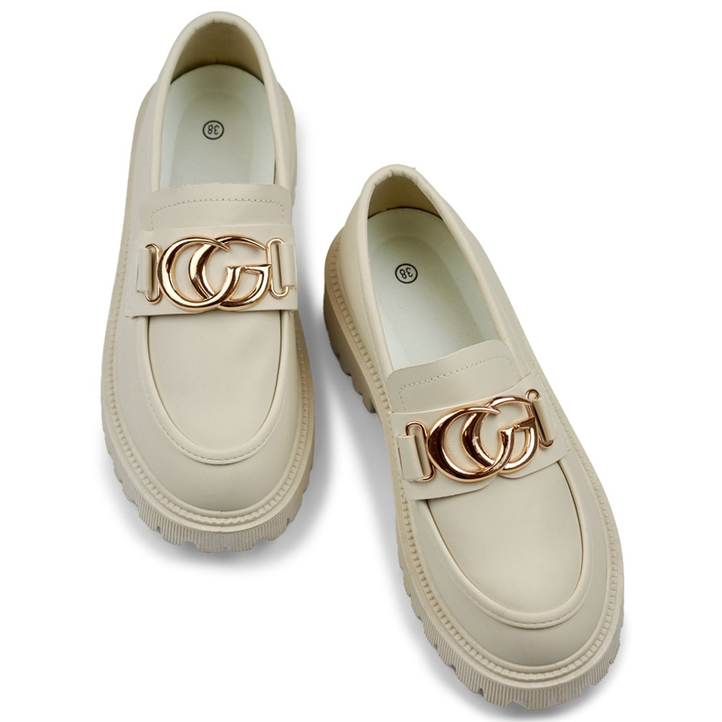 Mocasines beige con plataforma y mocasines de mujer beige. 1