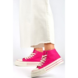 Zapatillas rosas con suela gruesa, zapatillas altas para mujer. rosado 4