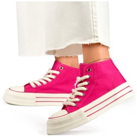 Zapatillas rosas con suela gruesa, zapatillas altas para mujer. rosado 3