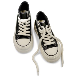 Zapatillas negras con suela gruesa, zapatillas altas para mujer. negro 1