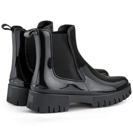 Botas de agua de mujer negras con suela gruesa. negro 1
