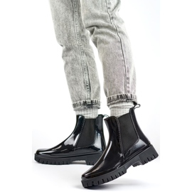 Botas de agua de mujer negras con suela gruesa. negro 3