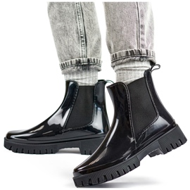 Botas de agua de mujer negras con suela gruesa. negro 4
