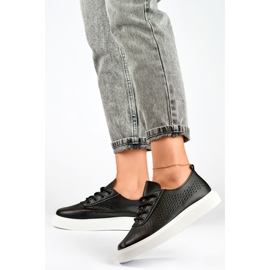 Deportivas de mujer caladas negras con suela gruesa negro 3