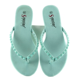 Chanclas con tachuelas pirámide azul DD26 3