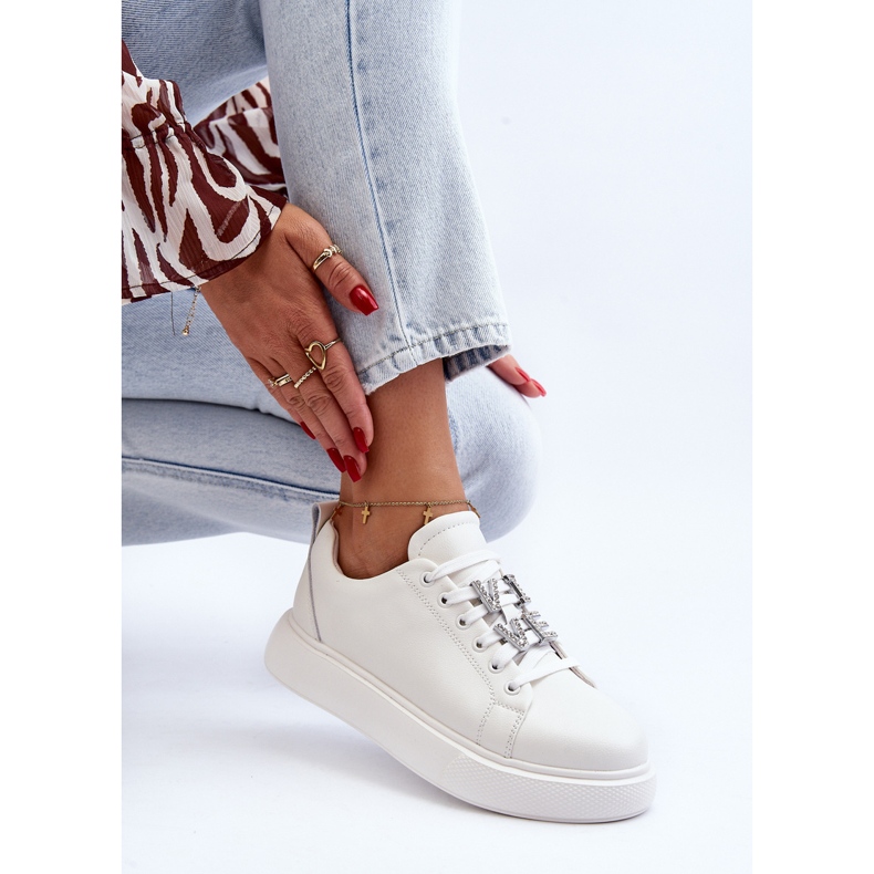 Vinceza Zapatillas De Mujer De Piel Con Adornos, Disuria Blanca blanco 1