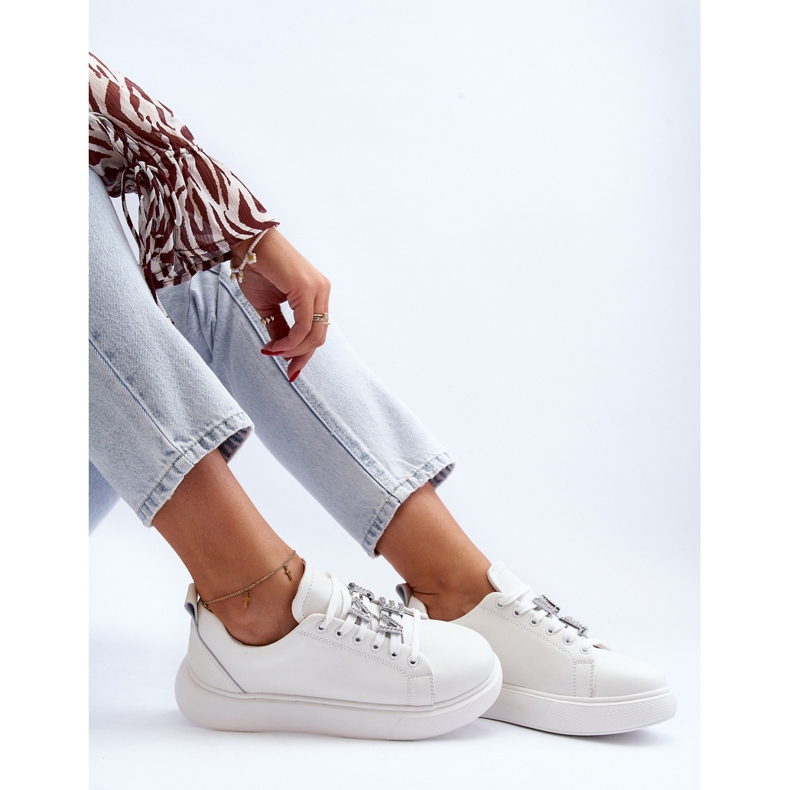 Vinceza Zapatillas De Mujer De Piel Con Adornos, Disuria Blanca blanco 2