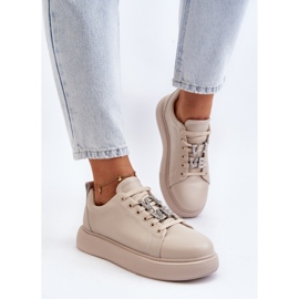 Vinceza Zapatillas De Mujer De Piel Con Adornos Beige Dysuria 6