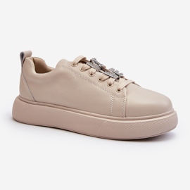 Vinceza Zapatillas De Mujer De Piel Con Adornos Beige Dysuria 3