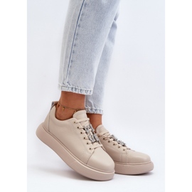 Vinceza Zapatillas De Mujer De Piel Con Adornos Beige Dysuria 4
