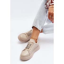 Vinceza Zapatillas De Mujer De Piel Con Adornos Beige Dysuria 10