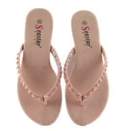 Chanclas con tachuelas pirámide rosa DD26 rosado 3