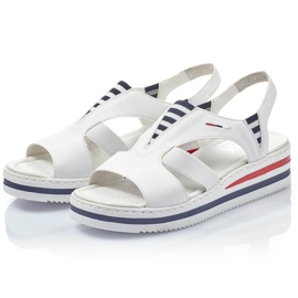 Sandalias blancas de mujer con cuña Rieker V02Y5 blanco 4